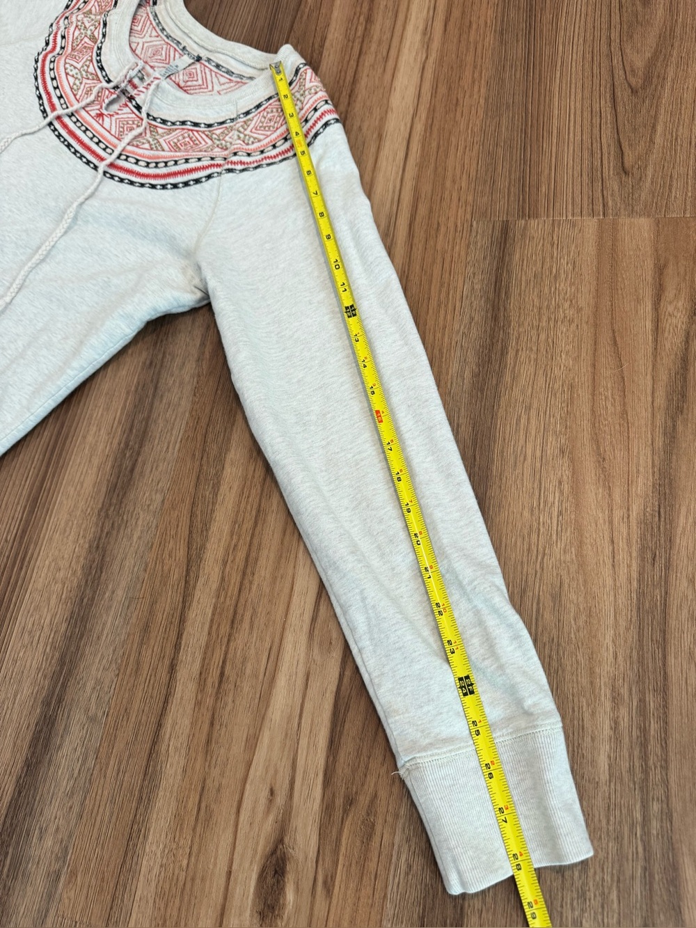 Lucky Brand Cream Sweatshirt Boho Southwest Tribal Aztec Folk Art Inspired Yoke - Picture 12 of 12